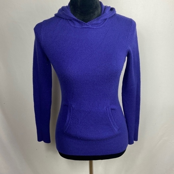 French Connection Violet Knitted Sweater with Kangaroo Pocket and Hood - Picture 1 of 6